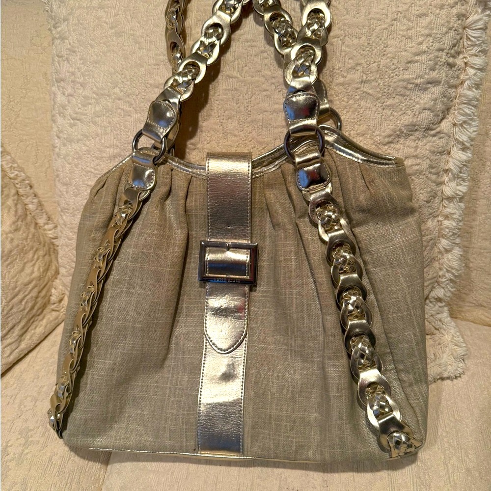 White House Black Market Silver and Gray Shoulder Bag